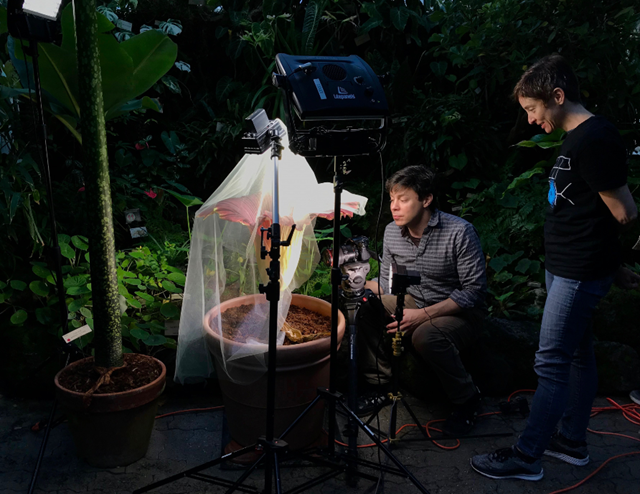 Media producer Josh Cassidy and QUEST Executive producer Jason Black filming Science on the SPOT&rsquo;s short video, &ldquo;Shadows and Spiders : A Secret Cave in California.&rdquo;
